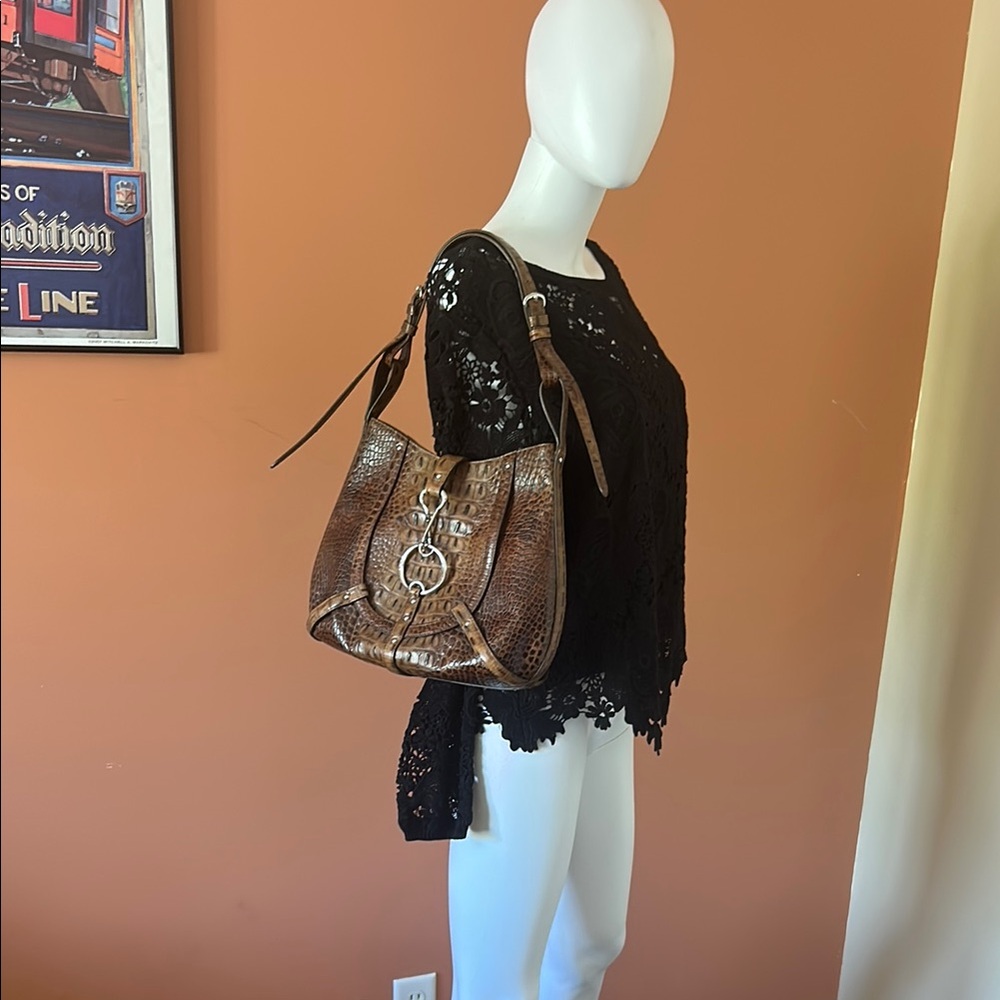 DKNY brown snakeskin leather hobo bag